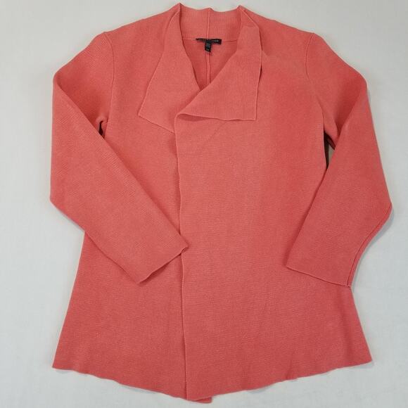 Eileen Fisher Cardigan Womens Small Coral Silk Organic Cotton Interlock Knit - Picture 3 of 9